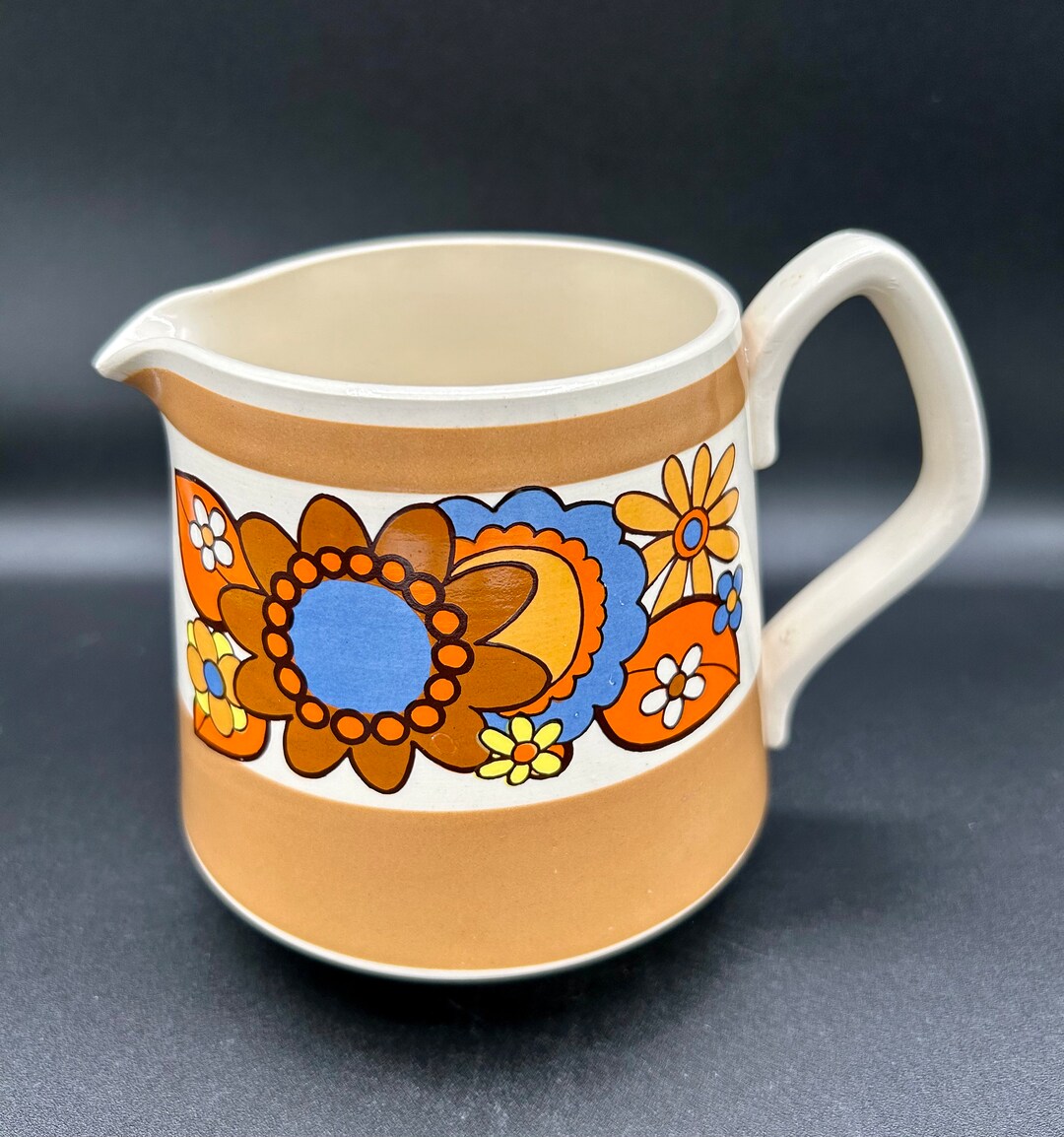 Retro Sadler England Milk Pitcher With Flower Design Etsy
