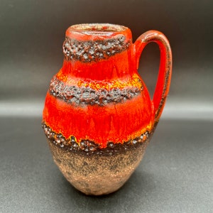 Scheurich Keramik West Germany Fat Lava Red Drip Glaze Vase 414-76 image 3