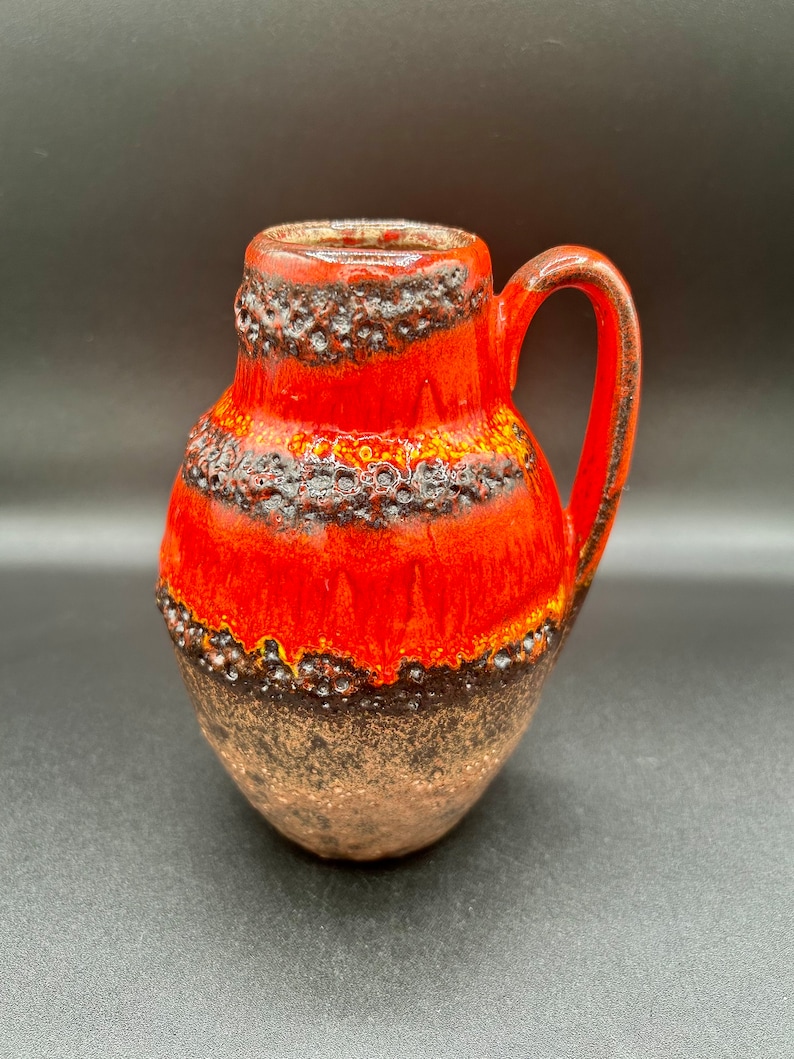 Scheurich Keramik West Germany Fat Lava Red Drip Glaze Vase 414-76 image 3