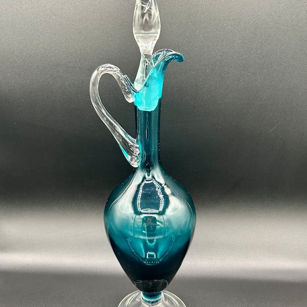 Empoli Teal Blue Green Genie Decanter with Stopper