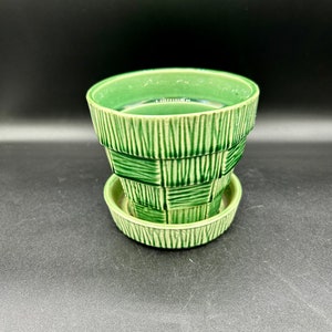Vintage McCoy Green Basketweave Planter