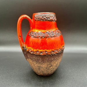 Scheurich Keramik West Germany Fat Lava Red Drip Glaze Vase 414-76 image 1