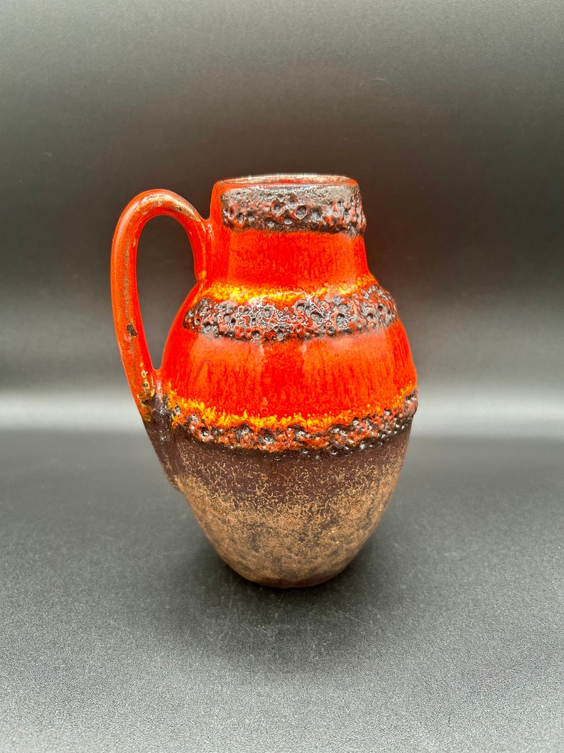 Scheurich Keramik West Germany Fat Lava Red Drip Glaze Vase 414-76 image 1