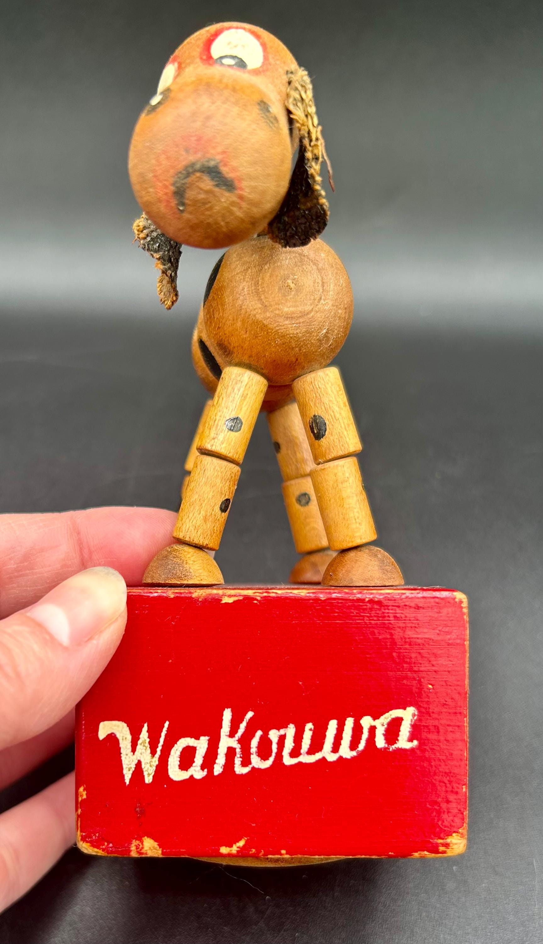 Vintage Wakouwa Wooden Dog Push Puppet Toy - Etsy