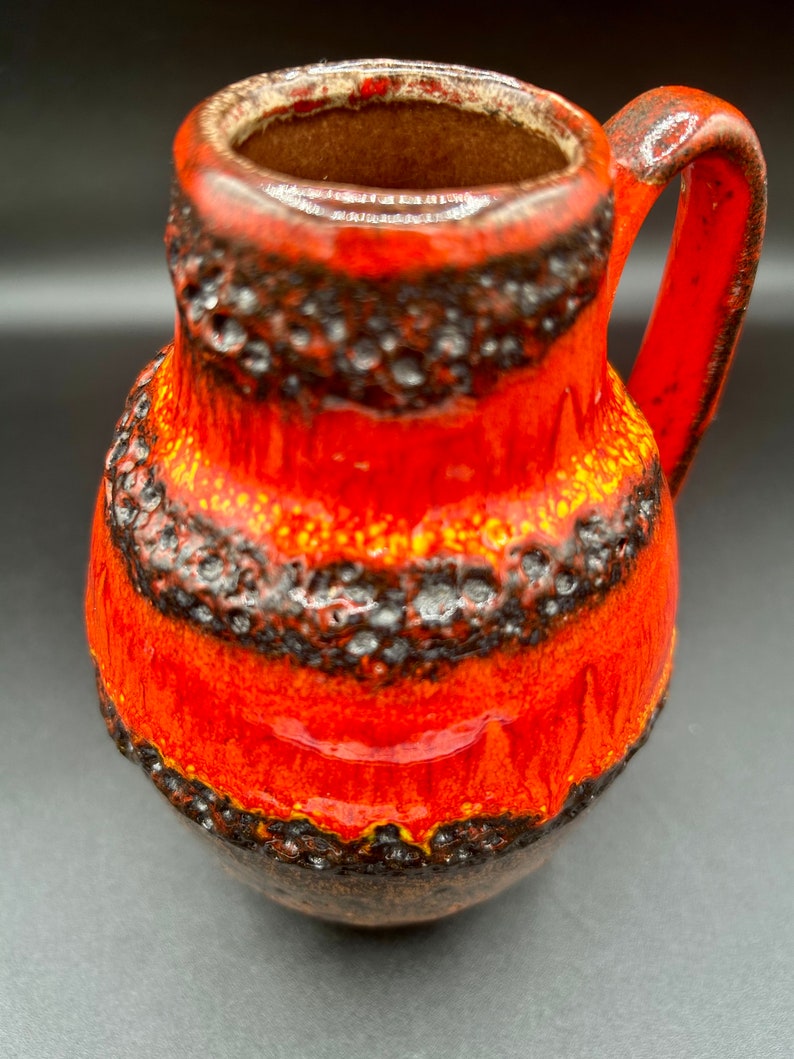Scheurich Keramik West Germany Fat Lava Red Drip Glaze Vase 414-76 image 6