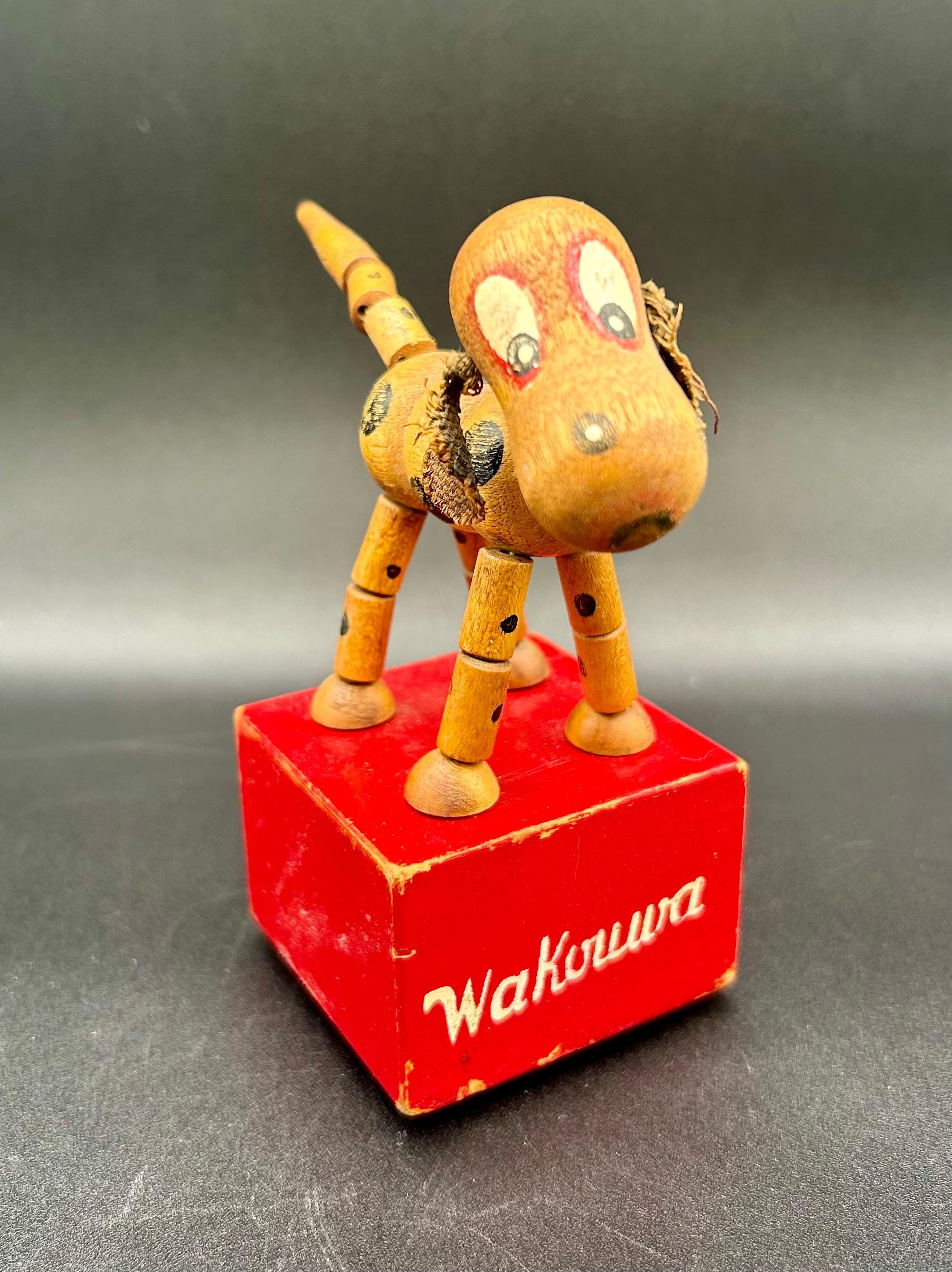 Vintage Wakouwa Wooden Dog Push Puppet Toy - Etsy