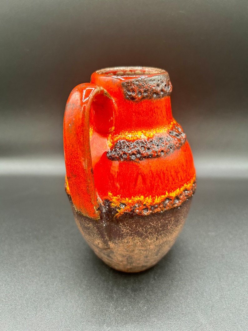 Scheurich Keramik West Germany Fat Lava Red Drip Glaze Vase 414-76 image 2