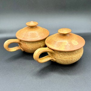 Stoneware Pottery Soup Bowls with Lids - Set of 2