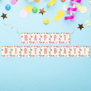 Strawberry First Birthday Happy Birthday Banner - Instant download printable - DIY Birthday Banner