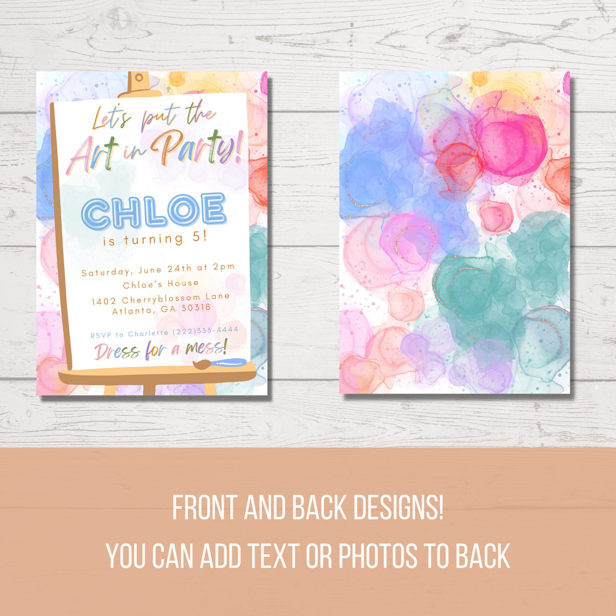 Art Party Invitation Template - Paint Party - Rainbow Birthday ...