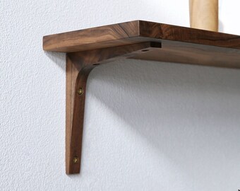 Wood Shelf Bracket X2 walnut board brackets for floating shelves kitchen rack shelf supports