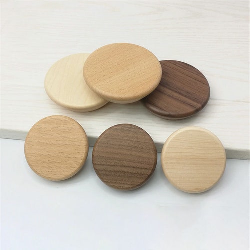 Walnut Wood Knobs Large Wood Round Pulls Wooden Door Etsy