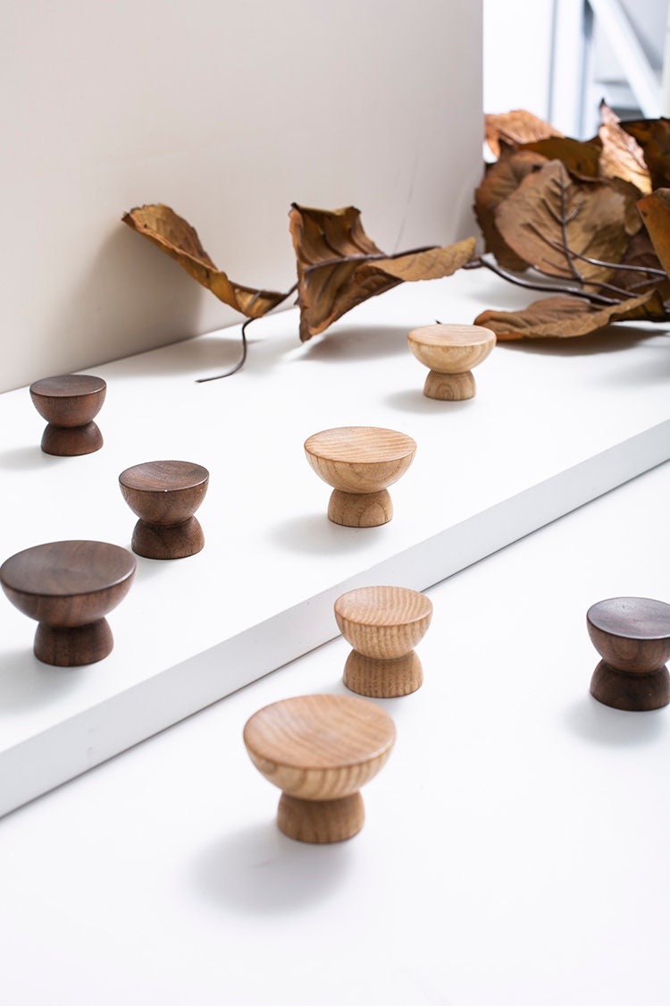 Solid Wood Knobswalnut Wood Ash Knobs Pulls Wooden Etsy