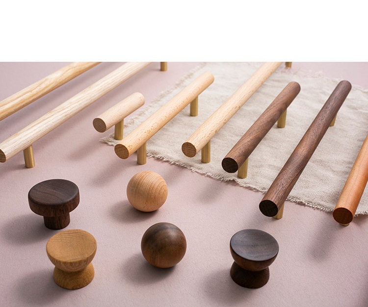 Solid Wood Handles Beech Wood Walnut Wood Knobs Etsy UK