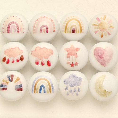 Rainbow Kids Dresser Knobs Kids Drawer Pulls Knob Etsy