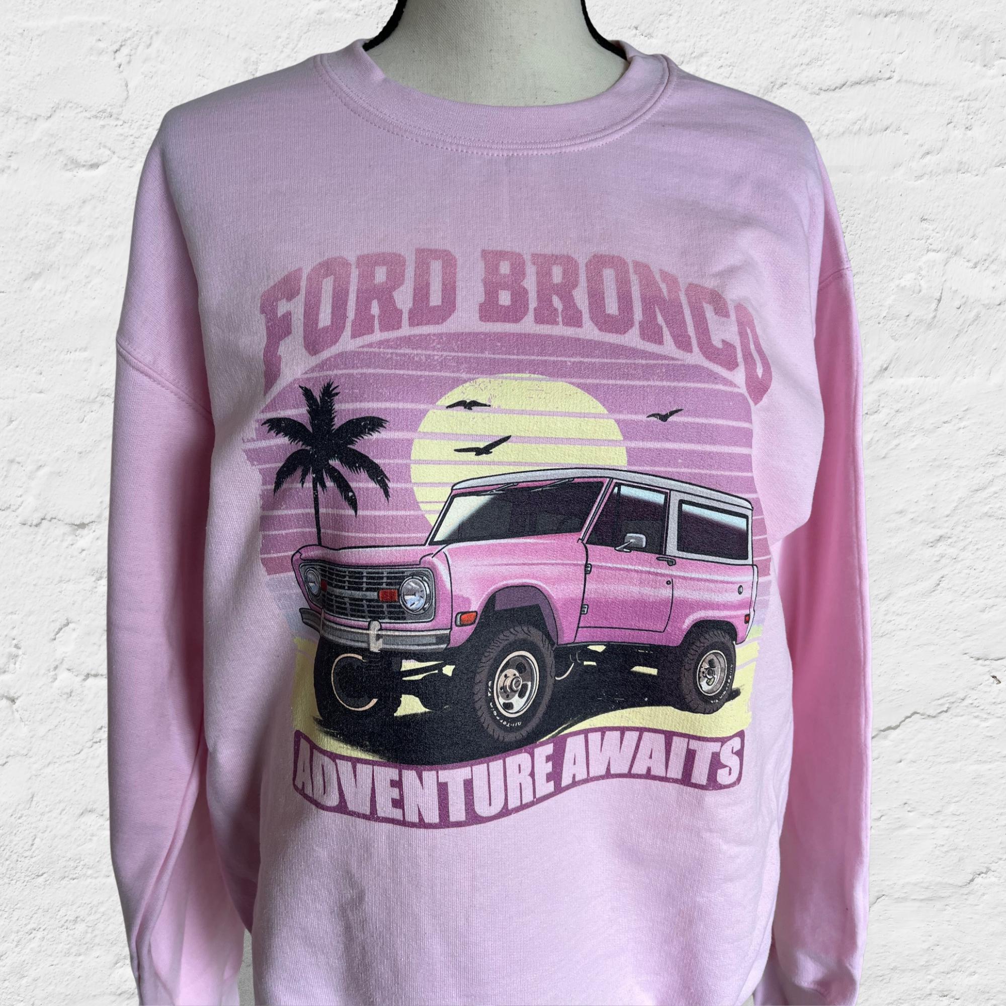 Retro Sunset Adventure Awaits Pullover Sweatshirt, Ford Bronco