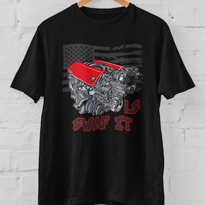 Camiseta con diseño de motor LS: Regalo ideal para entusiastas de los muscle cars americanos.