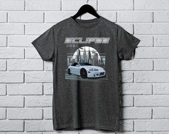 Urban Skyline Vibes: Unisex Mitsubishi Eclipse Gray Cityscape T-Shirt