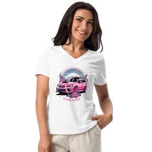 Pink Subaru WRX JDM Car Lover Women’s V-neck T-shirt
