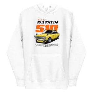 Classic Revival: The Datsun 510 Car Enthusiast Pullover Unisex Hoodie Graphic Print Sweatshirt