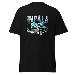 T-shirt unisexe classique noir Chevy Impala années 60, style urbain rétro des années 90