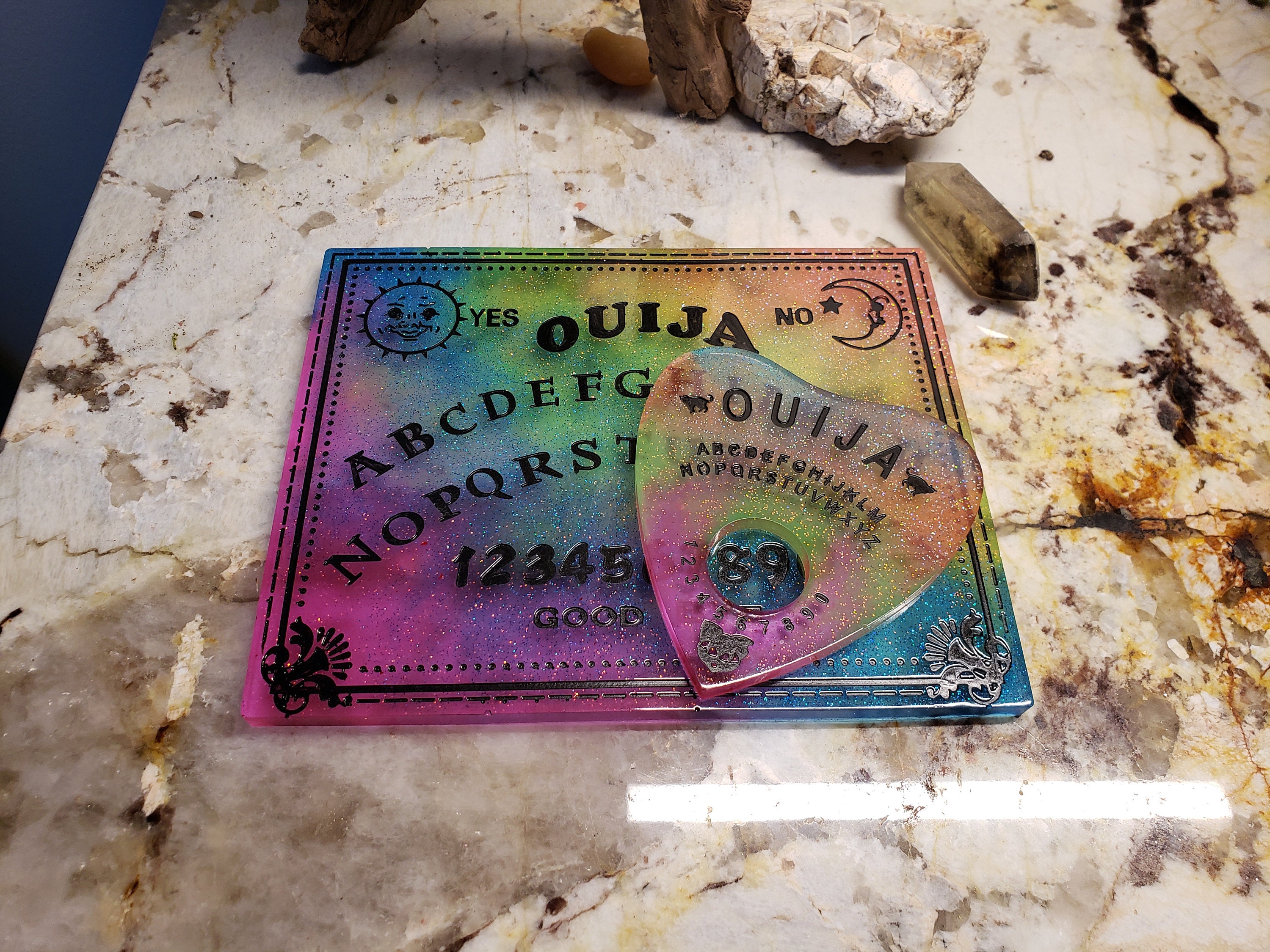 Tavola spirituale in miniatura con cassetto, tavole Ouija in legno miniature con planchettes, mini tavola Ouija per decorazioni domestiche