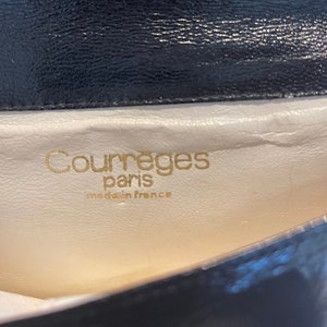 COURREGES VINTAGE POUCH 1960 black leather with small strap image 9