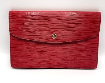 LOUIS VUITTON vintage red CLUTCH épi leather 1980