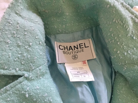 CHANEL VINTAGE JACKET tweed light green - image 5