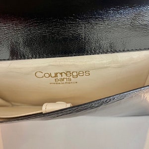 COURREGES VINTAGE POUCH 1960 black leather with small strap image 5