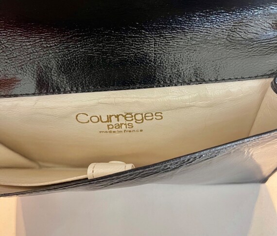 COURREGES VINTAGE POUCH 1960 black leather  with … - image 5