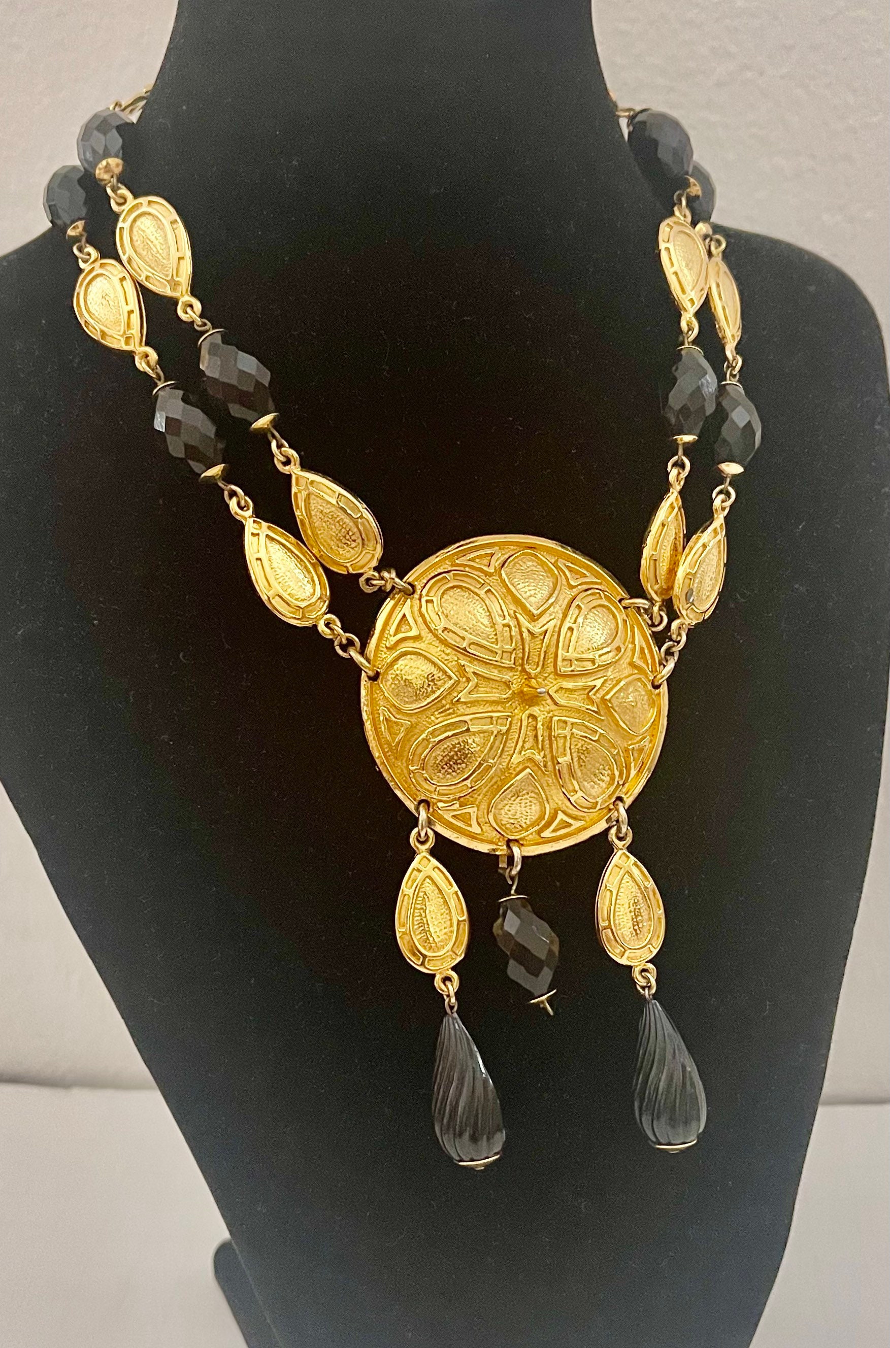 JEAN PATOU NECKLACE Vintage Gold and Black Australia