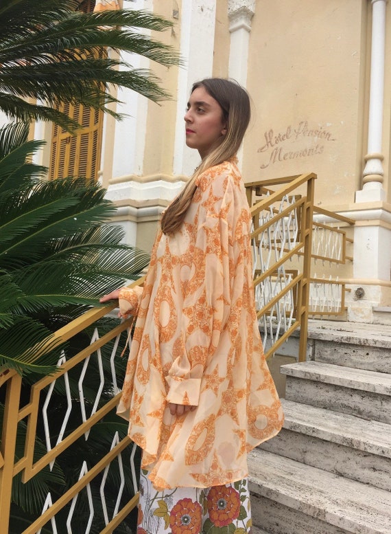 Vintage CÉLINE orange silk shirt