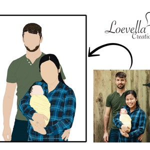 Custom Family Portrait | Personalized Digital Illustration | Faceless Family Portrait | Valentines Day Gift - Wedding- Anniversary -