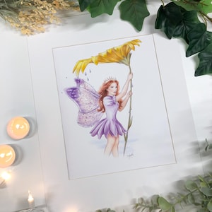 Flower Fairy Print, fairy art, girls room decor, fantasy art prints