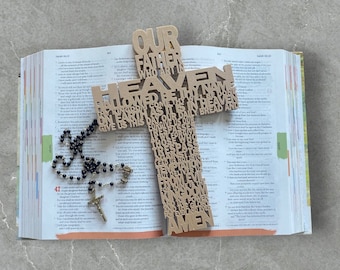 Prayer Crosses Religious Church Gift, Lord's Prayer Cross Sacred Christian Wall Art Decor for Christian Gifts Confirmation, Communion Gift