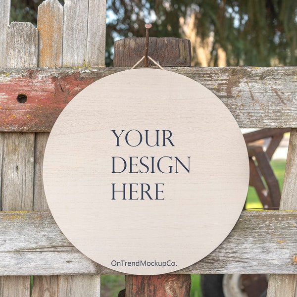 Wood Sign Mockup | Round Wood Sign Mockup | Styled Stock Photography | Front Door Wood Sign Mockup | Instant Download