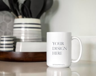 Coffee Mug Mockup / 15 oz White Mug Mockup / Mug Mock Up / Styled Stock Photography / Mug Stock Photo / Jpeg File / Digital Download