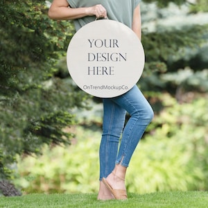 Wood Sign Mockup | Round Wood Sign Mockup | Styled Stock Photography | Front Door Wood Sign Mockup | Instant Download