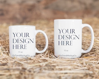 Coffee Mug Mockup | 11 oz and 15 oz White Mug Mockup | Mug Stock Photo | Styled Stock Photography | Jpeg File | Digital Download