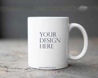 Maqueta de taza de café / Maqueta de taza blanca de 11 oz / Fotografía de archivo con estilo / Foto de archivo de taza / Archivo Jpeg / Descarga digital