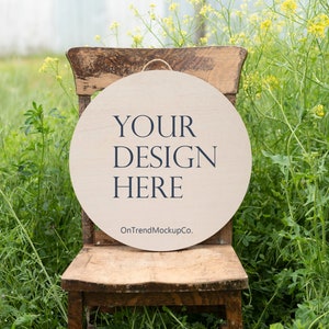 Wood Sign Mockup | Round Wood Sign Mockup | Styled Stock Photography | Front Door Wood Sign Mockup | Instant Download