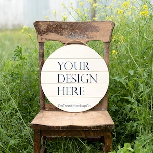 Wood Sign Mockup | Round Wood Sign Mockup | Styled Stock Photography | Front Door Wood Sign Mockup | Instant Download