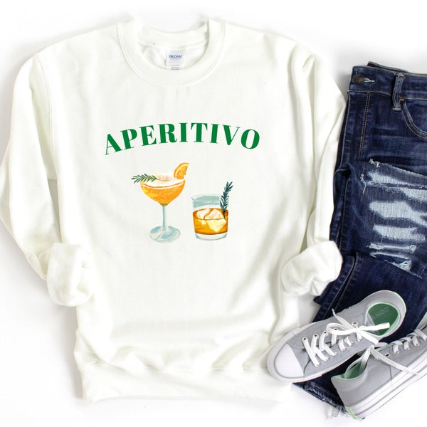 Aperitivo Crewneck Sweatshirt, Aperitivo pullover, Aperol Spitz Sweatshirt, Gift for Bachelorette, Beverage Inspired, Happy Hour Gift