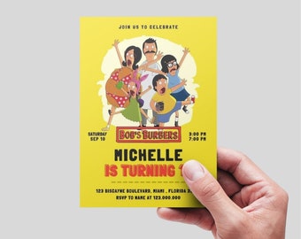 Bobs burgers Invitation, invite for kids birthday party, any age kid birthday invitation template . personalized, digital & printable