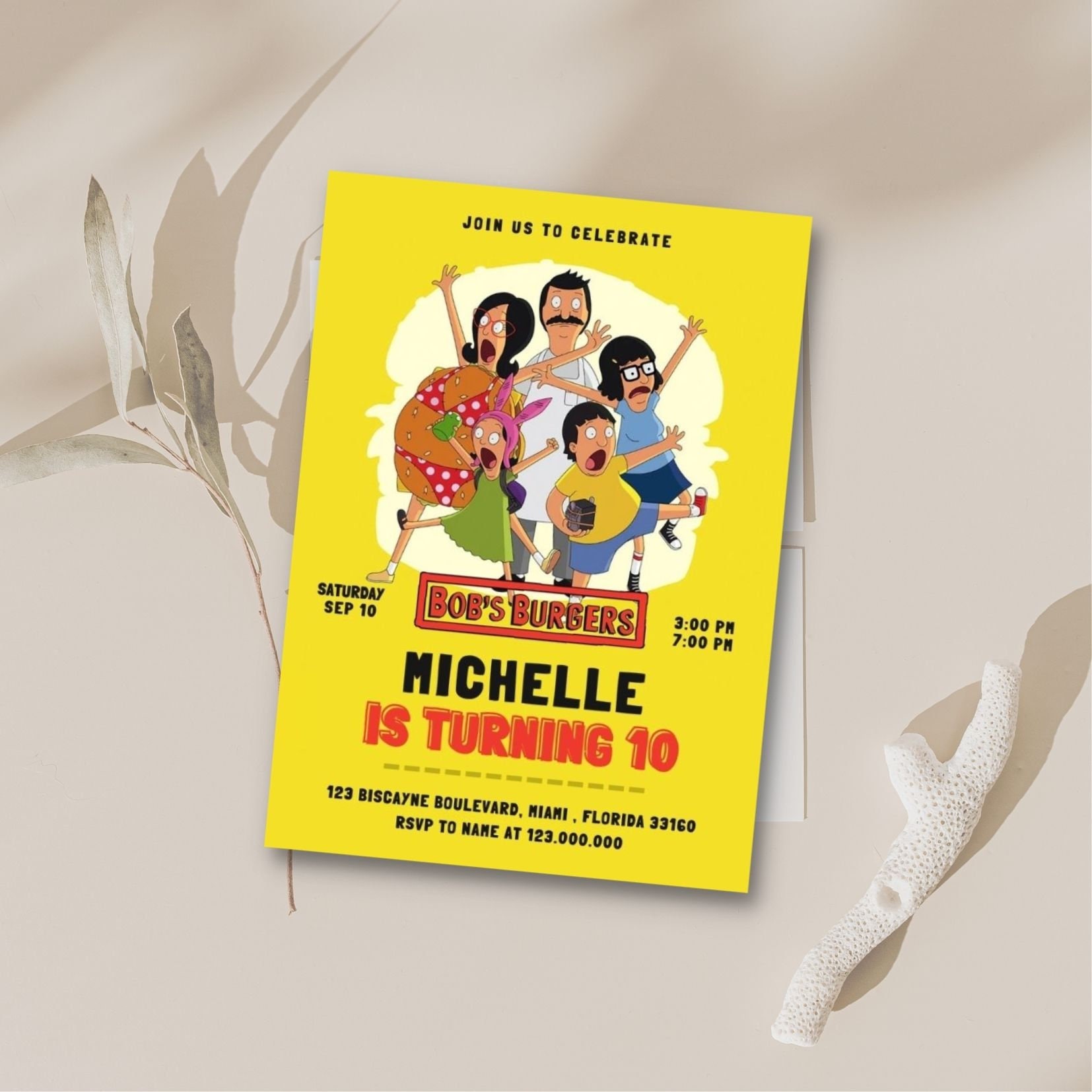 Bobs Burgers Invitation Invite for Kids Birthday Party Any - Etsy