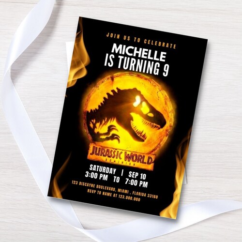 Jurassic World Birthday Invitation Template Dinosaur Party Etsy Canada