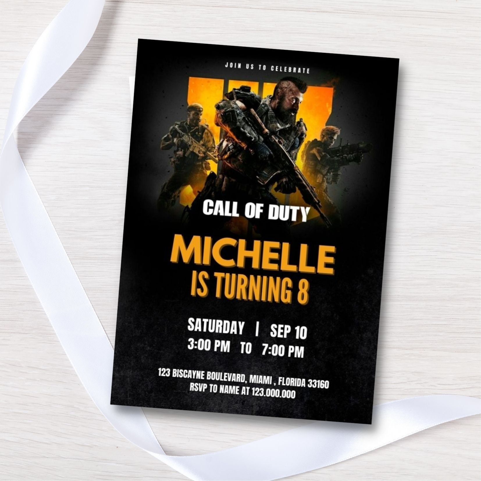 Editable and Printable Call of Duty Kid Birthday Party Invitation, Any Editable and Printable Call of Duty Kid Birthday Party Invitation, Any
