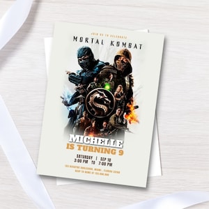 Modèle d'invitation d'anniversaire pour enfant Mortal Fight, imprimable et modifiable, modèle d'invitation pour tout-petit garçon Kombat, fête d'anniversaire pour enfant de tout âge