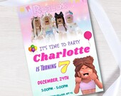 Editable and printable Roblox girl birthday party invitation, kid birthday party invitation, toddler girl happy birthday, roblox party